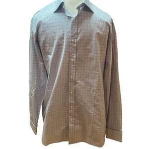 Thomas Pink Classic Men's Dress Shirt 15 1/2-36 Blue Plaid Long Sleeve